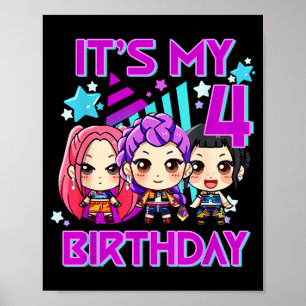 4-jähriger Geburtstag K-Pop Kinder 4. Geburtstag M Poster