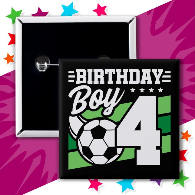 4-jähriges Fußball-Party 4. Geburtstag Junge Button (Von Creator hochgeladen)
