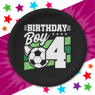 4-jähriges Fußball-Party 4. Geburtstag Junge Pappteller