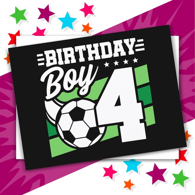 4-jähriges Fußball-Party 4. Geburtstag Junge Postkarte (Von Creator hochgeladen)
