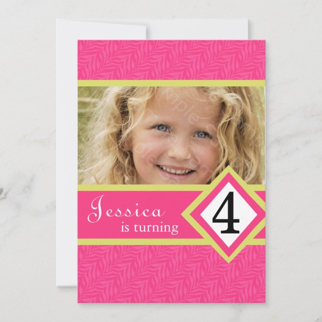 4-Jähriges Geburtstags-Party EinladungenZebra Einladung (Vorderseite)