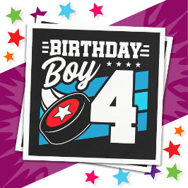 4-jähriges Hockey Party Thema 4. Geburtstag Junge Serviette