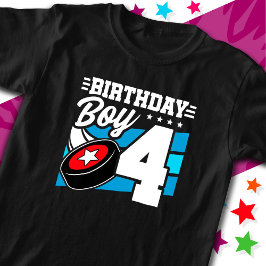 4-jähriges Hockey Party Thema 4. Geburtstag Junge T-Shirt