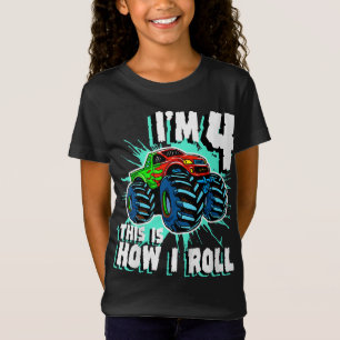 4-jähriges Monster Truck Geburtstagsparty 4. T-Shirt