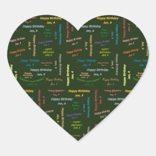 4. Januar Herz-Aufkleber