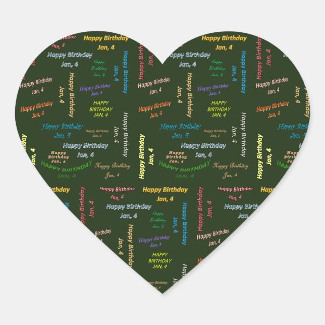 4. Januar Herz-Aufkleber (Vorderseite)