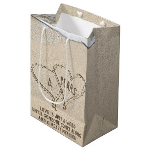 4. Jubiläum Beach Hearts Mittlere Geschenktasche Geschenktüte