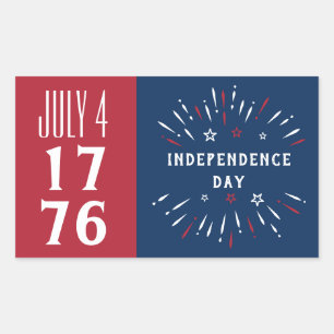 4. Juli 1776 Amerika Unabhängigkeitstag Feuerwerke Rechteckiger Aufkleber