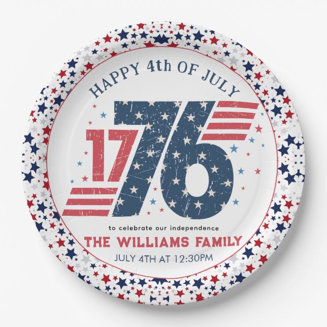 4. Juli 1776 Party zum Unabhängigkeitstag Pappteller (Vorderseite)