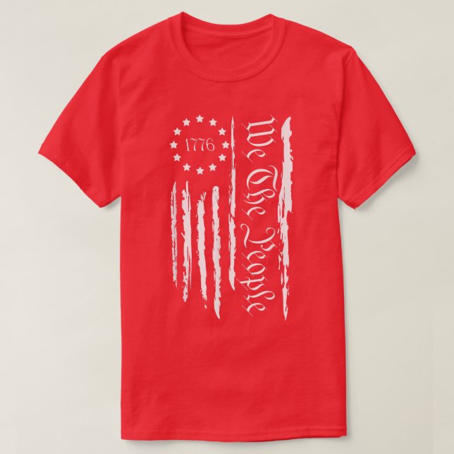 4. Juli 1776 Patriotische Männer Frauen USA Flagge T-Shirt (Design vorne)