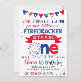 4. Juli 1. Geburtstag Einladung Red White Blue