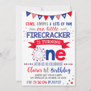 4. Juli 1. Geburtstag Einladung Red White Blue