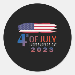 4. Juli 2023 Shirt Unabhängigkeitstag Patriotisch Runder Aufkleber