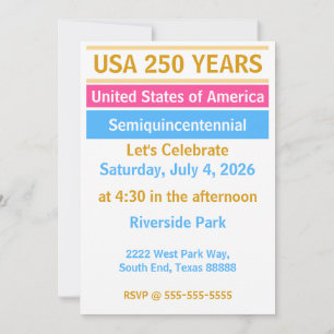 4. Juli 2026 USA 250 Jahre Semiquincentennial Einladung