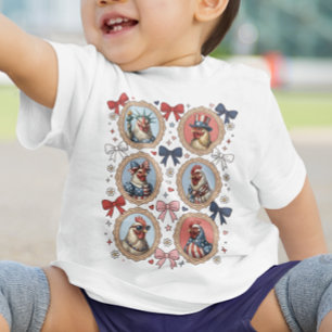 4. Juli 2026 Vintage Patriotisches Tier Kleinkind T-shirt