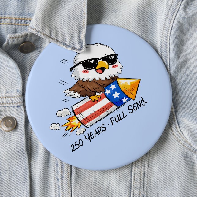 4. Juli, 250 Jahre Adler auf Knallkörper Button (Beispiel)