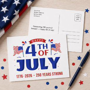 4. Juli 250 Jahre Freiheit 1776 2026 Postkarte