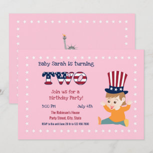 4. Juli 2. Geburtstag Baby Girl Party Einladung