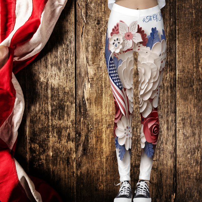 4. Juli: 3D Patriotische Blume Leggings (Von Creator hochgeladen)