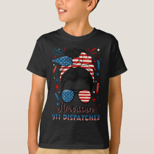 4. Juli 911 Dispatcher Amerikanische Flagge 911 Op T-Shirt