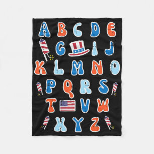 4. Juli Abc Alphabet Patriotic Vorschule Teach Fleecedecke