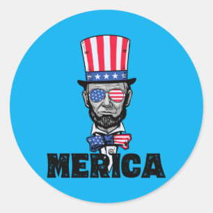 4. Juli Abe Lincoln Amerika Bzr Lustige Kinder Runder Aufkleber
