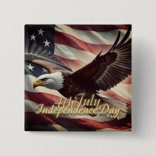 4. Juli Adler mit amerikanischer Flagge Button