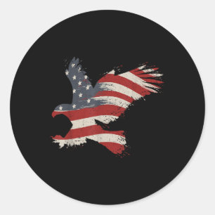 4. Juli Adler mit amerikanischer Flagge Geschenk T Runder Aufkleber
