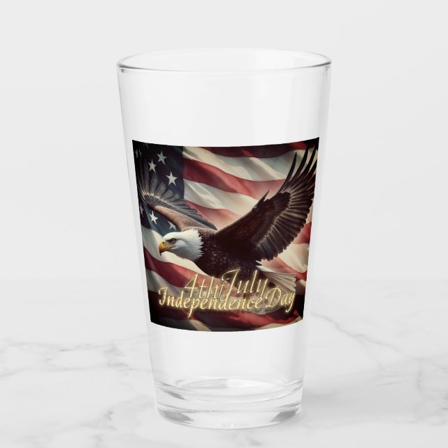 4. Juli Adler mit amerikanischer Flagge Glas (Vorderseite)