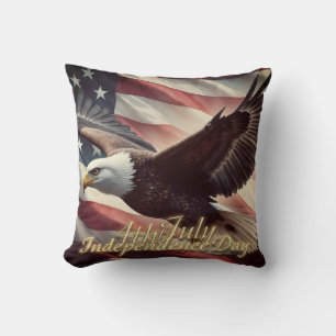4. Juli-Adler mit amerikanischer Flagge Kissen