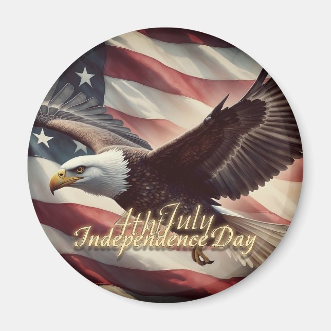 4. Juli Adler mit amerikanischer Flagge Magnet (Vorne)