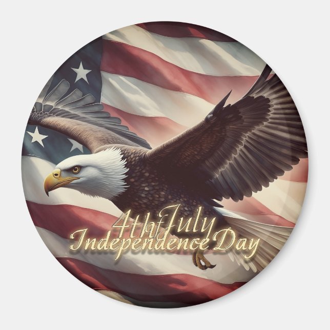 4. Juli Adler mit amerikanischer Flagge Magnet (Vorne)