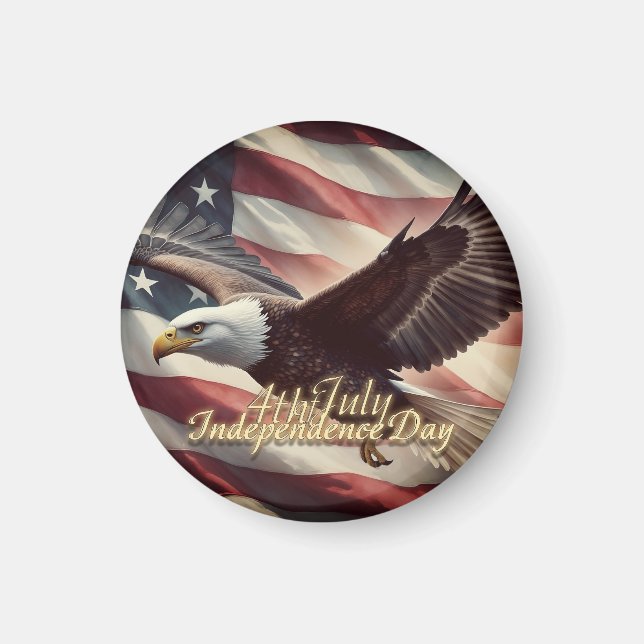 4. Juli Adler mit amerikanischer Flagge Magnet (Vorne)