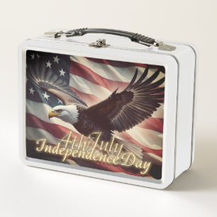 4. Juli Adler mit amerikanischer Flagge Metall Brotdose