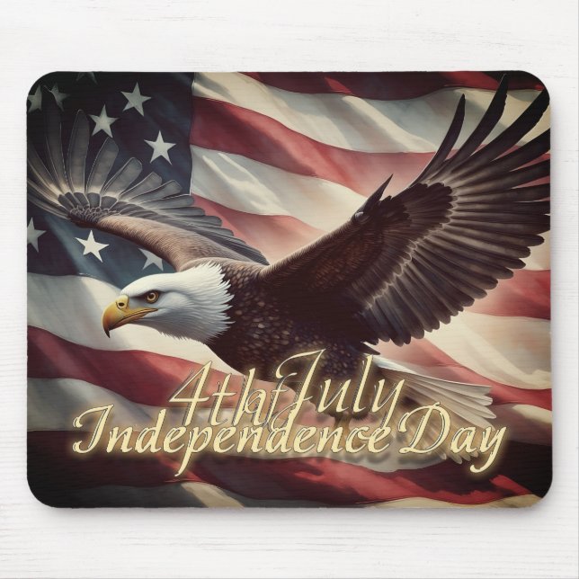 4. Juli Adler mit amerikanischer Flagge Mousepad (Vorne)