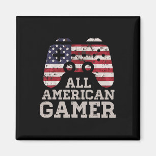 4. Juli All American Gamer Patriot Men Boys Kinder Magnet