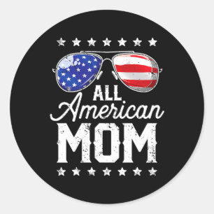 4. Juli All American Mom Sonnenbrille Familie Runder Aufkleber