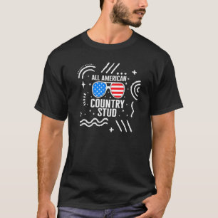 4. Juli Alle American Country Stud USA Flag Ind T-Shirt
