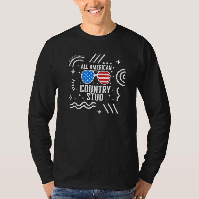 4. Juli Alle American Country Stud USA Flag Ind T-Shirt (Vorderseite)