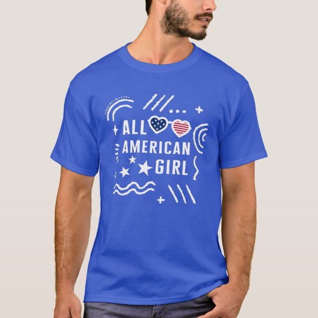 4. Juli Alle American Girl Firework USA Flag in T-Shirt (Vorderseite)