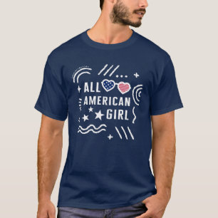 4. Juli Alle American Girl Firework USA Flag in T-Shirt