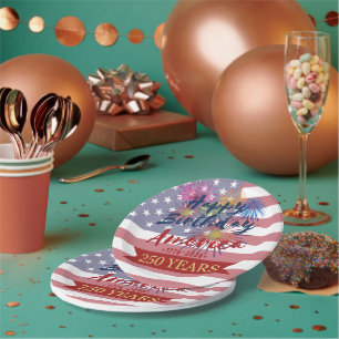 4. Juli Alles Gute zum Geburtstag Amerika USA 250. Pappteller