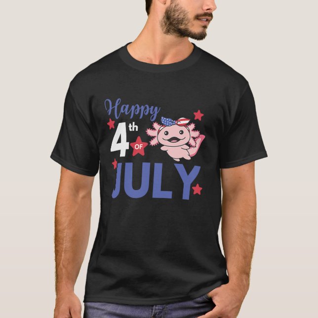 4. Juli American Axolotl für Kinder Niedlichen USA T-Shirt (Vorderseite)