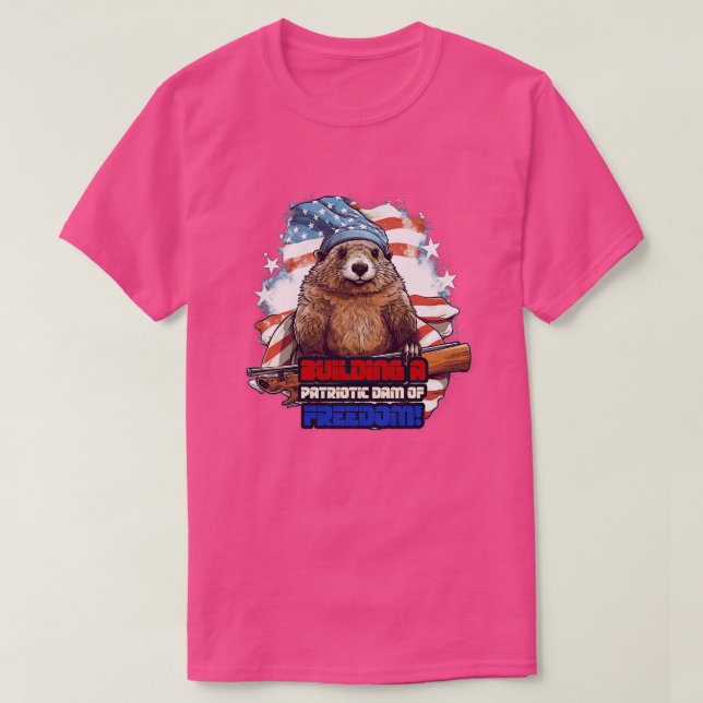 4. Juli American Beaver Gebäude a Patriotic D T-Shirt (Design vorne)