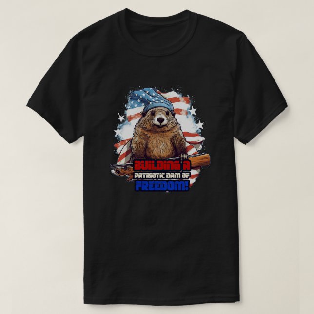 4. Juli American Beaver Gebäude a Patriotic D T-Shirt (Design vorne)