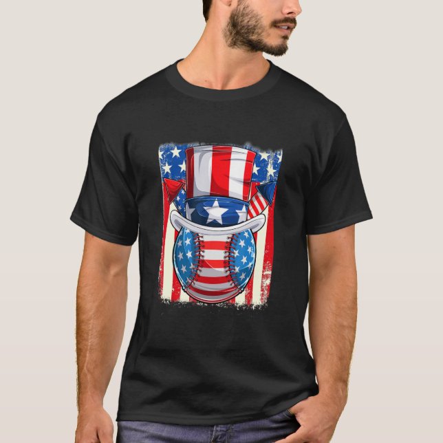 4. Juli American Flag Baseball Apparel Basebal T-Shirt (Vorderseite)