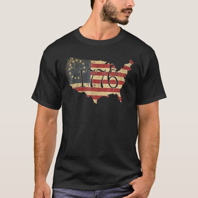 4. Juli American Flag Betsy Ross 1776 Men Wome T-Shirt (Vorderseite)
