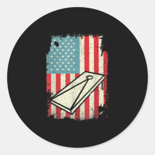 4. Juli American Flag Cornhole Liebe Runder Aufkleber