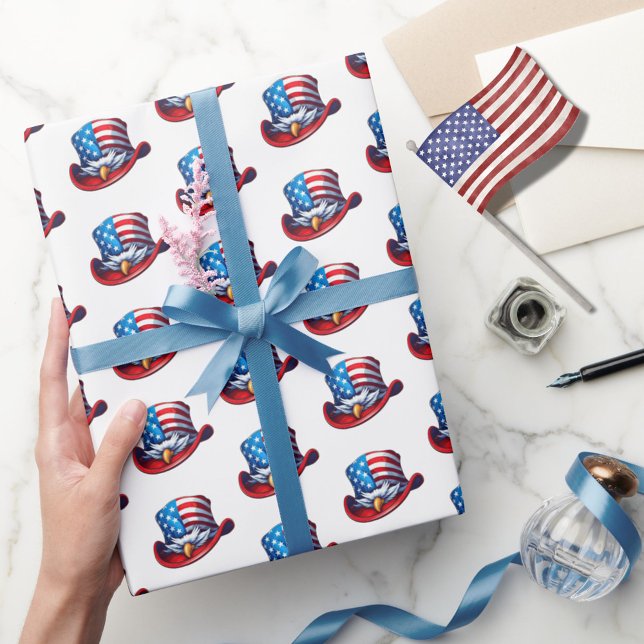 4. Juli American Flag & Eagle Hat Design Geschenkpapier (Von Creator hochgeladen)