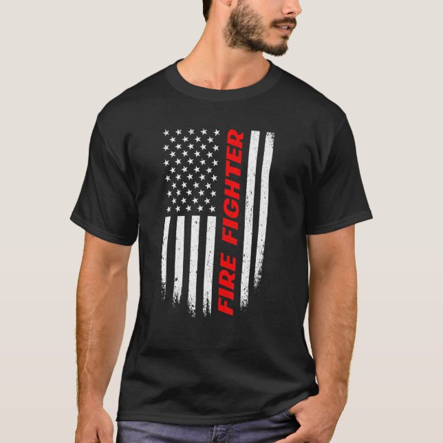 4. Juli American Flag Feuerwehrmänner Männer Fraue T-Shirt (Vorderseite)